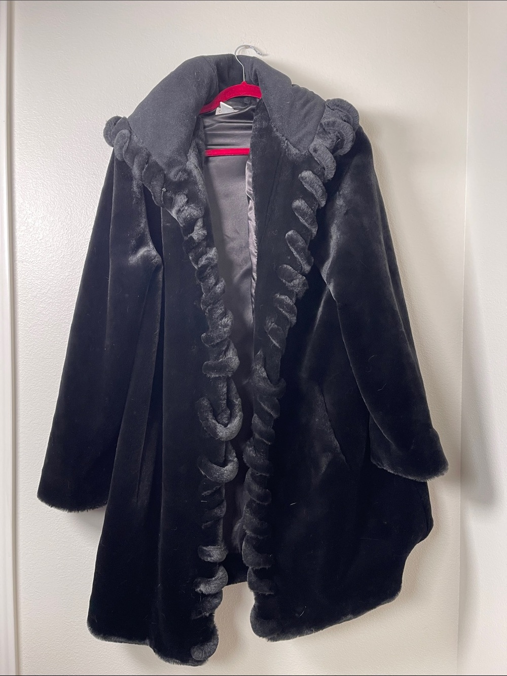 Covington Black Faux Fur Teddy Jacket with Hood